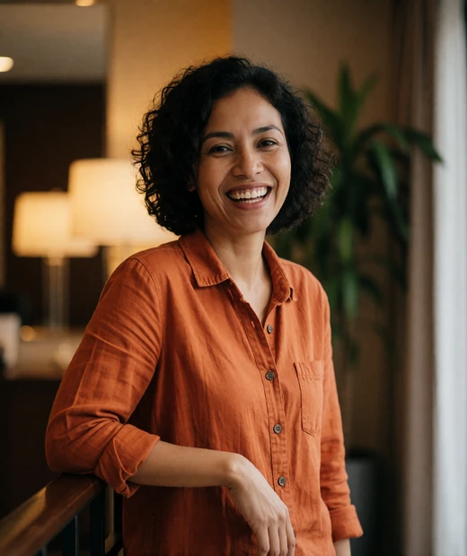 Divina, a hotel manager from the Philippines, a sample profile showing age, occupation and English level on AsiaFlame
